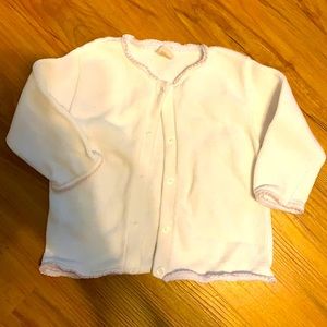 Girls White Sweater with Pretty pink trim